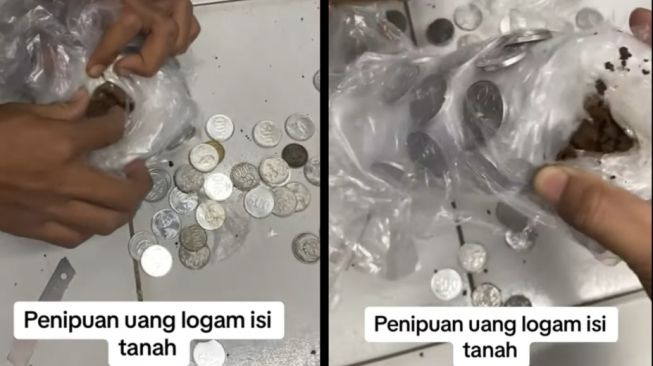 Viral Aksi Seorang Warga Tukar Uang Logam yang Diisi Tanah, Diduga Modus Baru