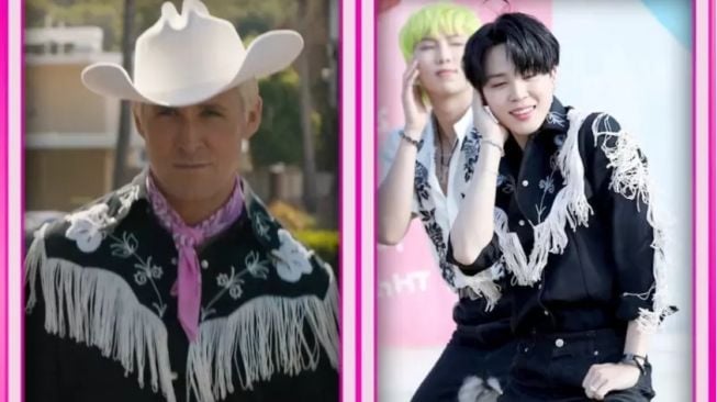 Kenakan Outfit yang Mirip, Ryan Gosling Hadiahkan Gitar pada Jimin BTS