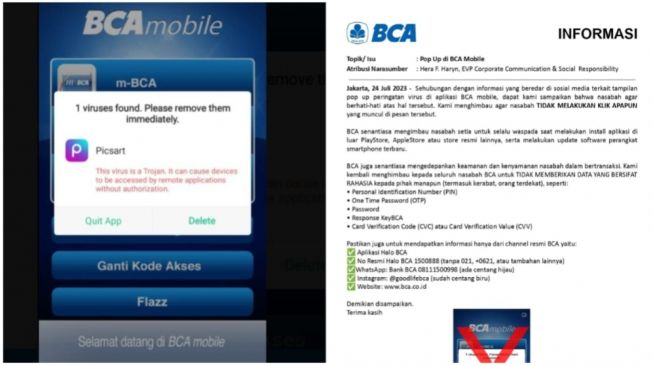 Modus Penipuan Baru Lewat Pop Up di M-Banking BCA, Jangan Klik Apapun!