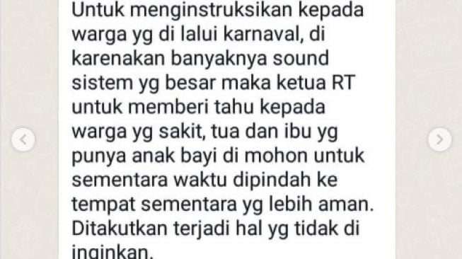 Viral RT di Kota Malang Intruksikan Warga yang Punya Bayi dan Orang Sakit Mengungsi, Ada Karnaval Sound System