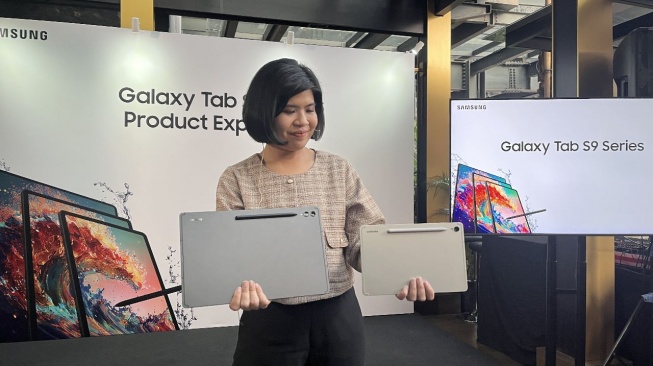 Peluncuran Samsung Galaxy Tab S9, Samsung Galaxy Tab S9 Plus, dan Samsung Galaxy Tab S9 Ultra di Indonesia pada Jumat (28/7/2023). [Suara.com/Dicky Prastya]