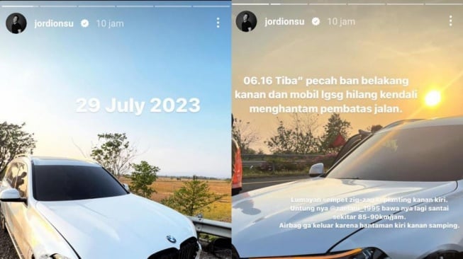 Mobil Jordi Onsu kecelakaan (Instagram)