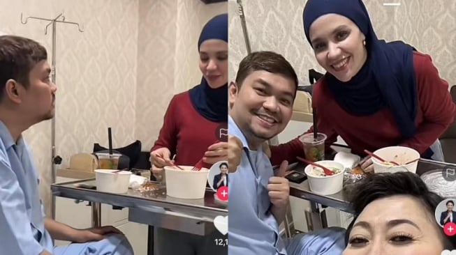 Aldila Jelita menemani Indra Bekti di rumah sakit. (TikTok Indy Barends)