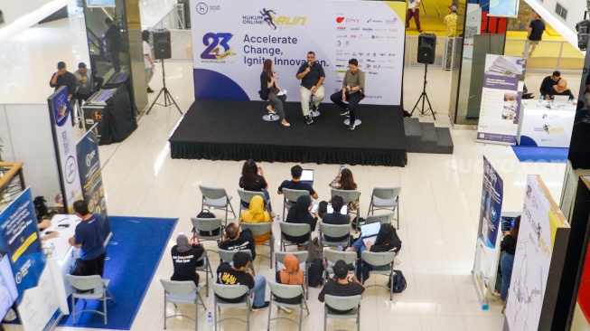 Suasana saat Talkshow RPC Hukum Online Run 2023 di FX Sudirman, Jakarta, Kamis (3/8/2023). [Suara.com/Alfian Winanto]