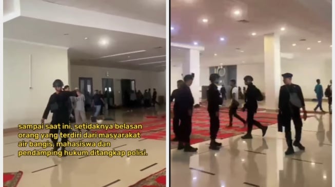 Geger Polisi Terobos Masjid Pakai Sepatu demi Bubarkan Massa Demo, Sajadah sampai Acak-acakan