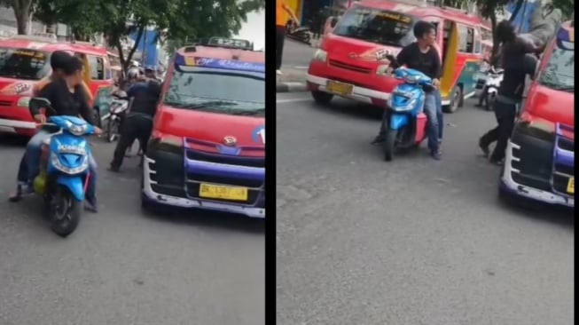 Dua Supir Adu Jotos di Jalan Gegara Rebutan Penumpang, Netizen: Sudah Biasa