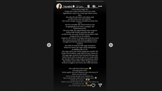 Lolly tak terima dilabeli anak durhaka (Instagram/@1aurabd)