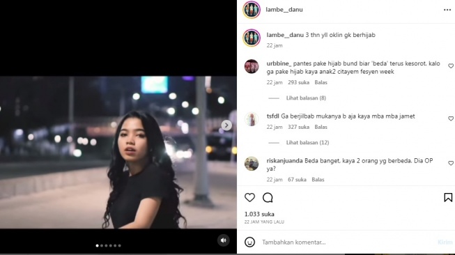 Potret Oklin Fia sebelum berhijab [Instagram/@lambe__danu]