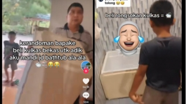 Sangat Menginspirasi! Bapak Ini Sulap Kulkas Bekas Jadi Bathup untuk Mandi