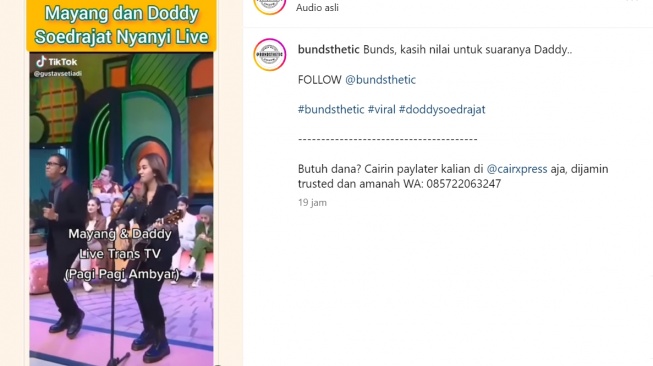 Mayang dan Doddy Sudrajat (Instagram/@bundsthetic)