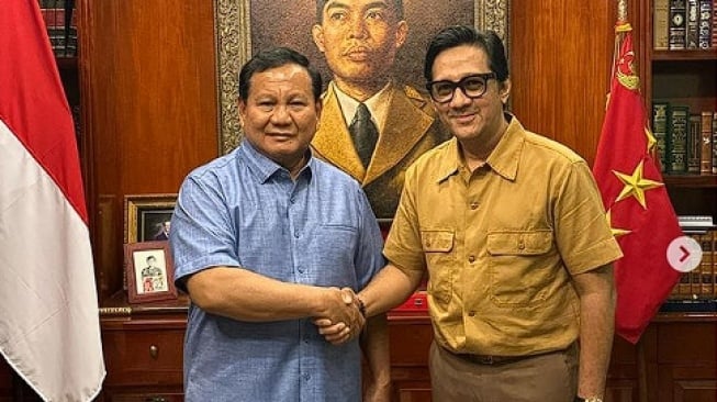 Andre Taulany bertemu Prabowo Subianto. [Instagram]