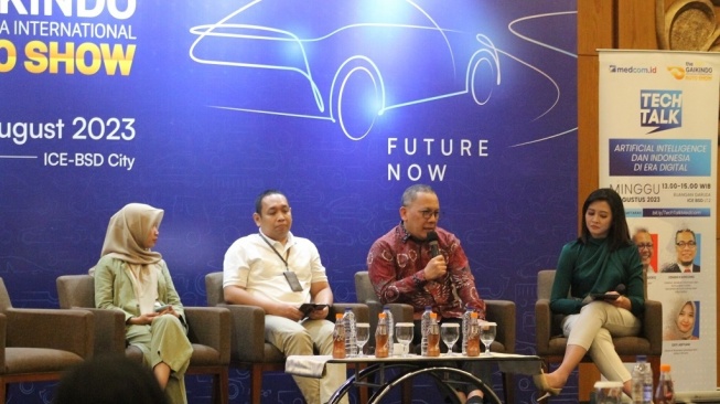 Diskusi panel ‘Tech Talk’ bertajuk ‘Artificial Intelligence dan Indonesia di Era Digital’, di ICE BSD, Tangerang, belum lama ini. [Medcom]