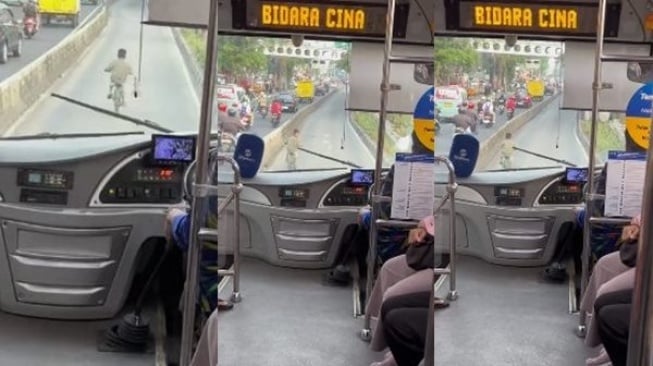 Viral Bocah Kesetanan Kayuh Sepeda di Jalur Busway, Warganet: Kayak Dikejar Dajjal