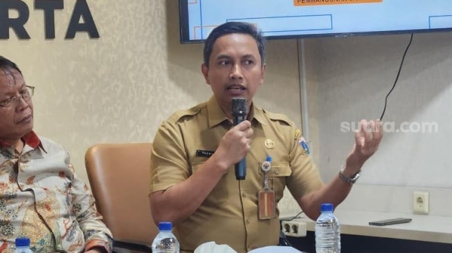 Kepala Bidang Usaha Pangan, Utilitas, Perpasaran dan Industri BP BUMD DKI Jakarta, Thomas. (Suara.com/Fakhri)