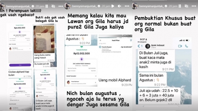 Jonathan Frizzy mengungkap bukti kalau dirinya mentransfer uang Rp40 juta ke Dhena Devanka. [Instagram]