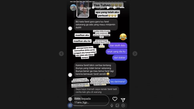 Ibu Farel Aditya ogah menemuinya lagi (Instagram/@11ans.3gp)