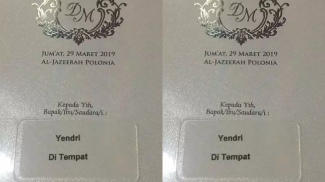 Potret Undangan Pernikahan Penyanyi Dangdut (instagram/@yendri_dangdut93)