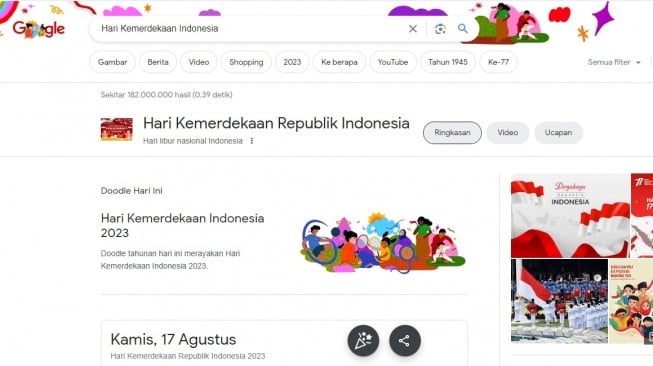 Tampilan hasil pencarian Google Doodle hari ini. [Tangkapan layar]