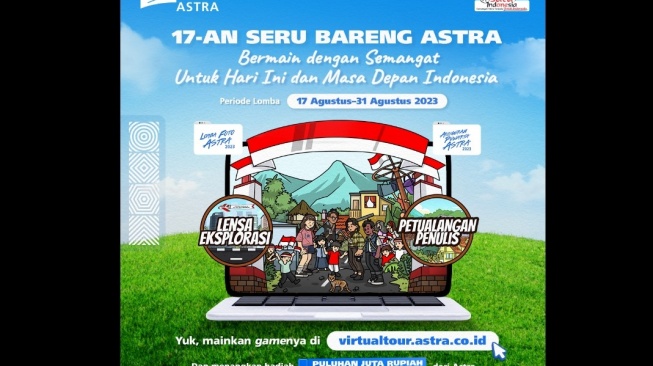 Astra mengajak masyarakat Indonesia untuk memeriahkan pelaksanaan HUT Ke-78 Kemerdekaan RI melalui virtual game 17-an Seru Bareng Astra yang dilakukan melalui  https://virtualtour.astra.co.id/ [Astra].