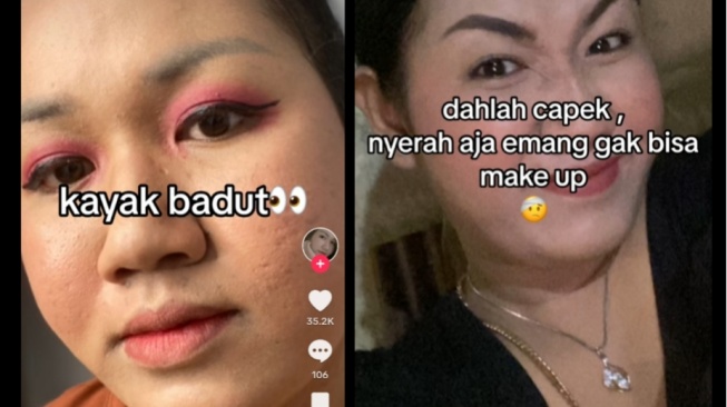 Potret Hasil Makeup Gagal dari Emak-Emak Ini, Endingnya Malah Mau Nyerah