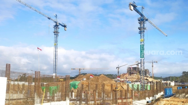 Progres pembangunan infrastruktur IKN pada Kamis (17/08/2023). [SuaraKaltim.id/M Rifaldi]