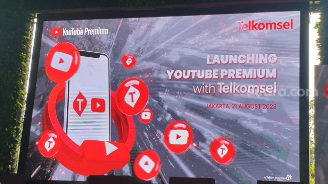 Kolaburasi Telkomsel x YouTube hadirkan paket YouTube Premium, di Jakarta, Senin (21/8/2023). [Suara.com/Dythia Novianty] 