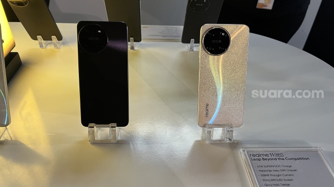 Peluncuran Realme 11 4G di Gandaria City, Jakarta, pada Rabu (23/8/2023). [Suara.com/Dicky Prastya]