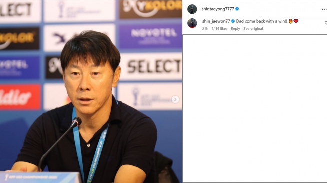 Shin Tae-yong didoakan anaknya bisa menang lagi di Piala AFF U-23 2023 (Instagram/shintaeyong7777)