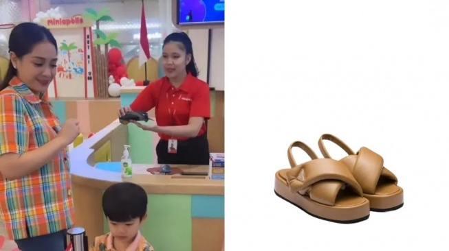 Nagita Slavina Pakai Sandal Puffy Harga Rp18 Juta. (Dok: Instagram/fanpage_nagitaslavina)