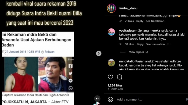 Rekaman suara Indra Bekti dan Gigih Arsanofa (Instagram)