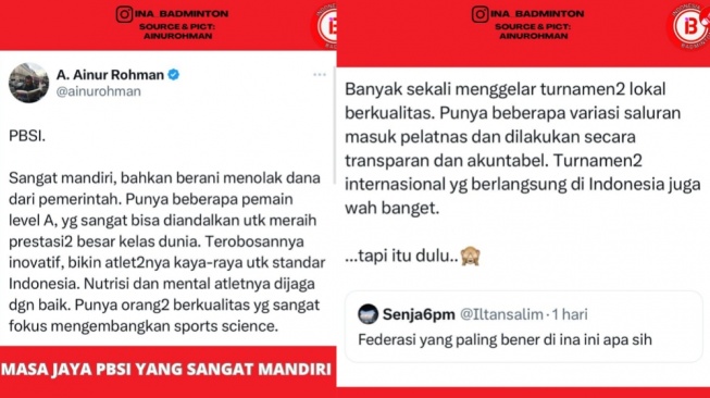 Kritik Tajam untuk PBSI, Wartawan Ainur Rohman: Mandiri, Tapi Itu Dulu