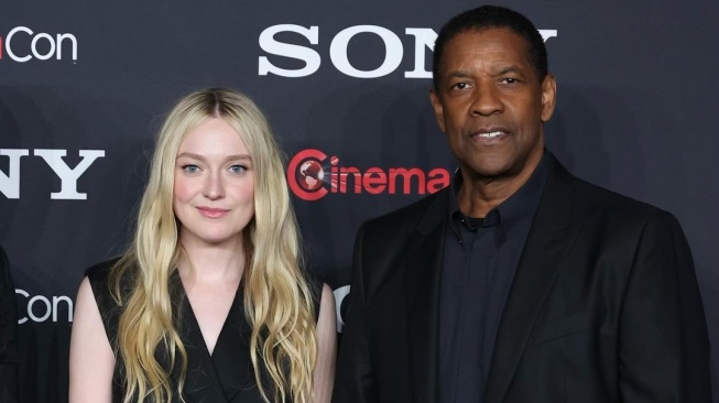 Denzel Washington dan Dakota Fanning saat promosi film The Equalizer 3. [Instagram]