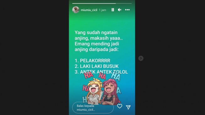 Kerabat Putri Anne kembali sindir soal pelakor (Instagram/@miumiu_cicil)