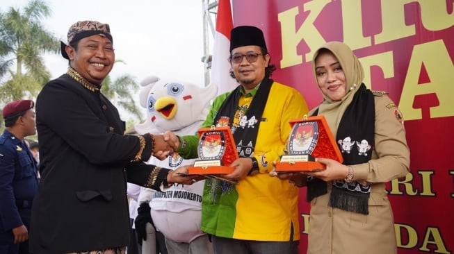 Kirab Pemilu Jalur V hadir di Kabupaten Mojokerto. (Dok: Pemkab Mojokerto)