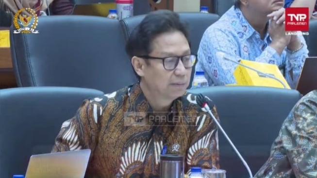 Menteri Kesehatan (Menkes) Budi Gunadi Sadikin dalam rapat kerja Komisi IX DPR RI dengan Menkes di Kompleks Parlemen, Senayan, Jakarta, Rabu (30/8/2023). (Tangkap layar)