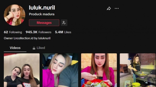 Seleb TikTok Luluk Nuril. (TikTok)