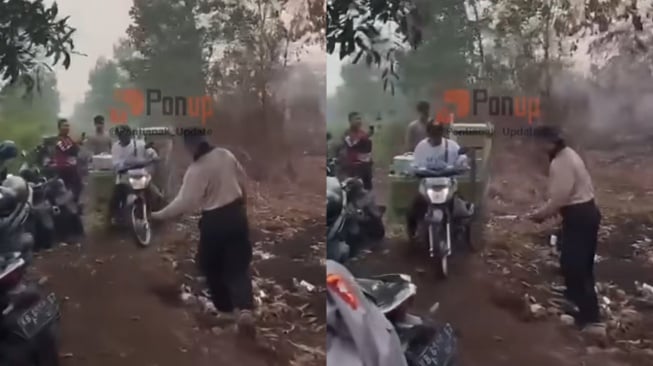 Viral Tukang Bakso Keliling Jualan di Tengah Karhutla di Kubu Raya, Laku Dibeli Petugas Pemadam Kebakaran