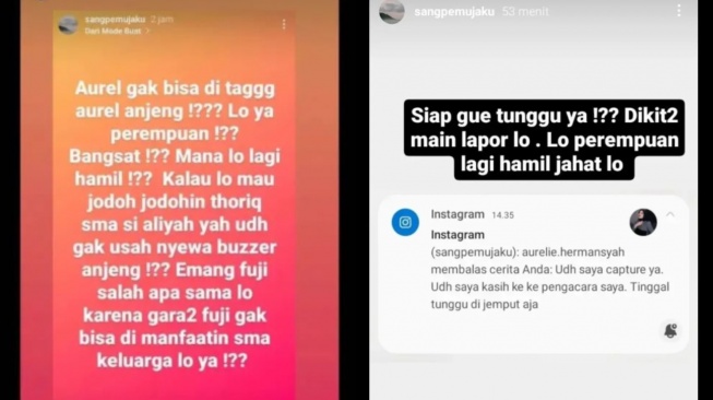 Aurel Hermansyah tanggapi hinaan fans Fuji terhadapnya. (Instagram/ lambe_danu)