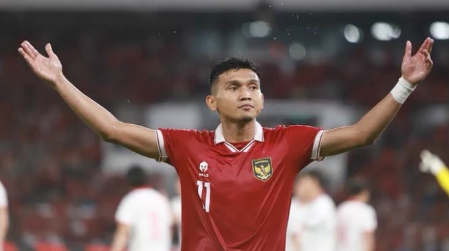 Striker Timnas Indonesia, Dendy Sulistyawan, tampil pada laga FIFA Match Day melawan Turkmenistan. [dok. PSSI]