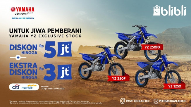 Program istimewa penawaran Yamaha YZ series yang bisa didapatkan di BliBli e-commerce [PT YIMM].