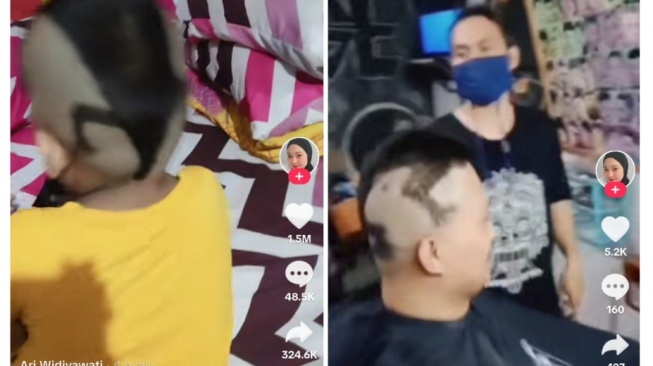 Anak Diasuh Bapaknya, Alhasil Kompak Potong Rambut Model Tokek