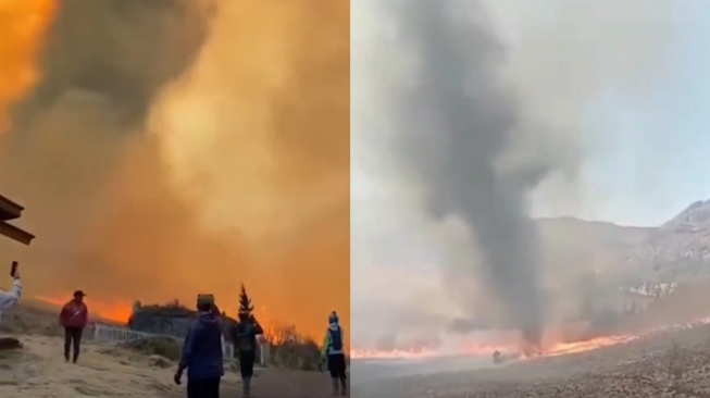 'Tornado Api' Muncul di Lokasi Kebakaran Savana Gunung Bromo, Bikin Api Berputar