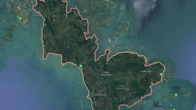 Peta pulau Rempang, Batam [googlemap]