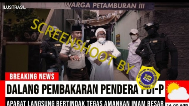 Cek Fakta: Hoaks, Video dengan Judul Seolah "Imam Besar" Jadi Dalang Pembakaran Bendera PDIP