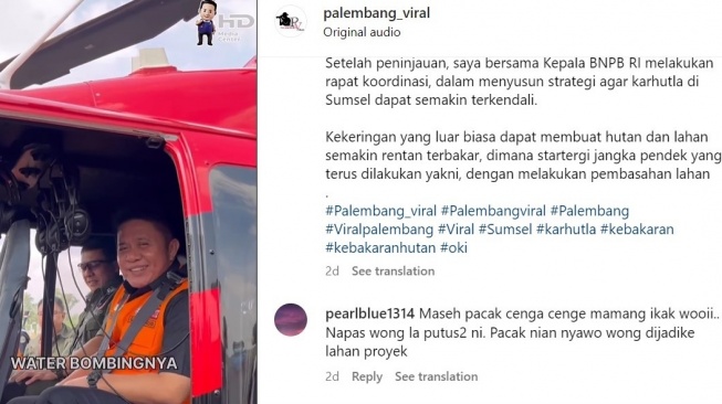 Netizen Kritik Sikap Kurang Empati Gubernur Herman Deru Saat Pantau Karhutla