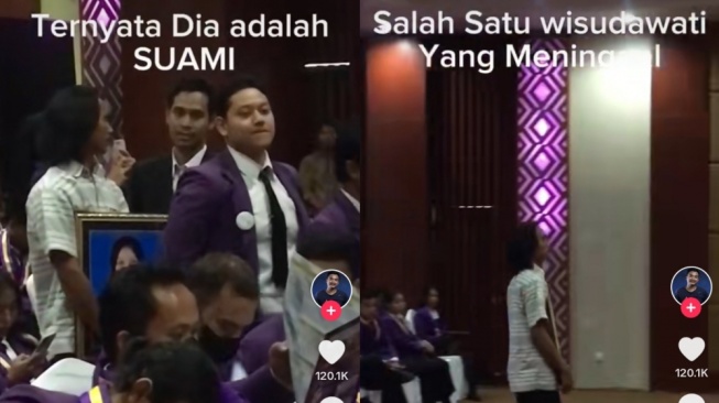 Momen Haru Seorang Pria Wakilkan Wisuda Istrinya yang Sudah Meninggal