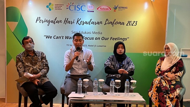 Hari Kesadaran Limfoma Sedunia 2023 oleh Cancer Information Support Center (CISC) dan Takeda di Jakarta Selatan, 15 September 2023. (Dini/Suara.com)