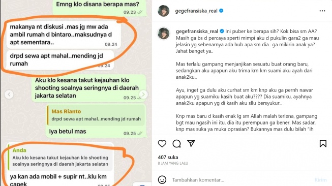 Ayu Aulia's intimate chat with husband Gege Fransiska (Instagram/@gegefransiska_real)