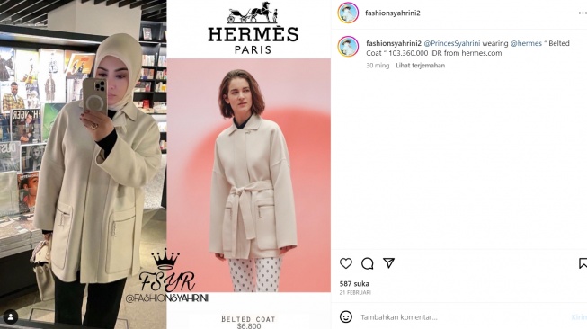 Gaya Syahrini pakai outer senilai lebih dari Rp100 juta (Instagram/fashionsyahrini2)