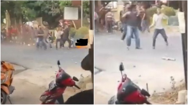 Video viral bentrokan antar ormas di Bekasi. (Twitter @Pai_C1)